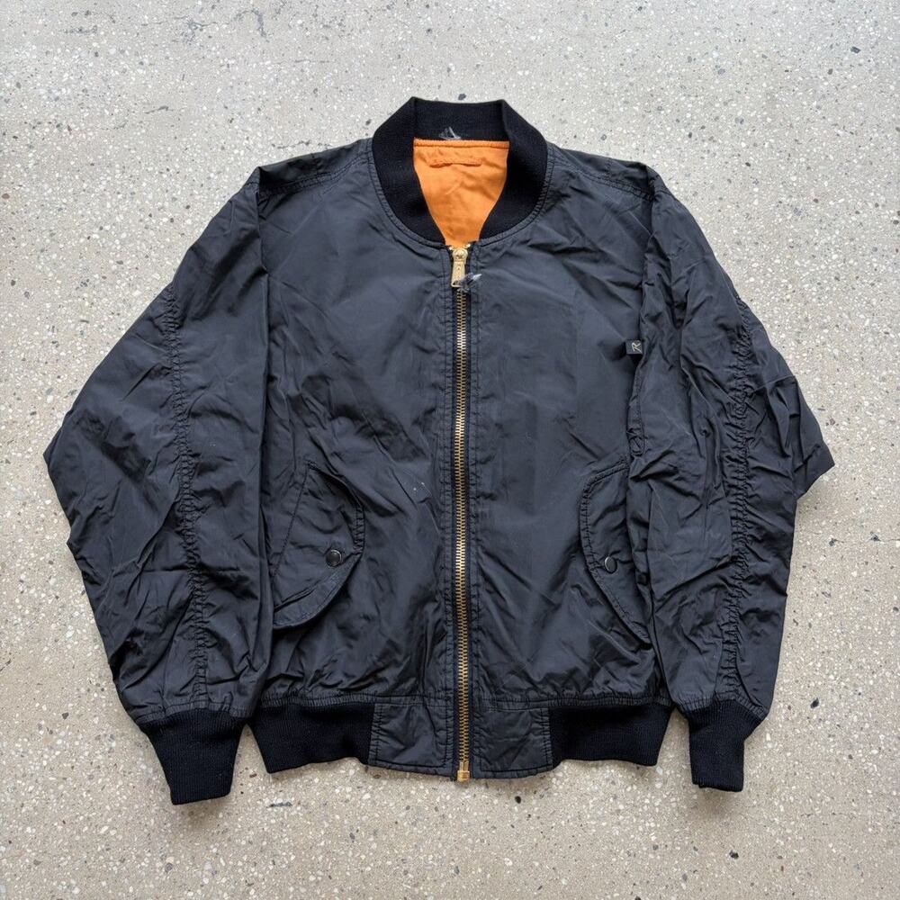 Vintage 80s Rothco Black MA-1 Military Bomber Jacket